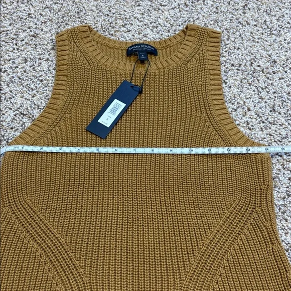 Banana Republic Organic Cotton Sweater Mustard Knit Sleeveless Top - Picture 4 of 4